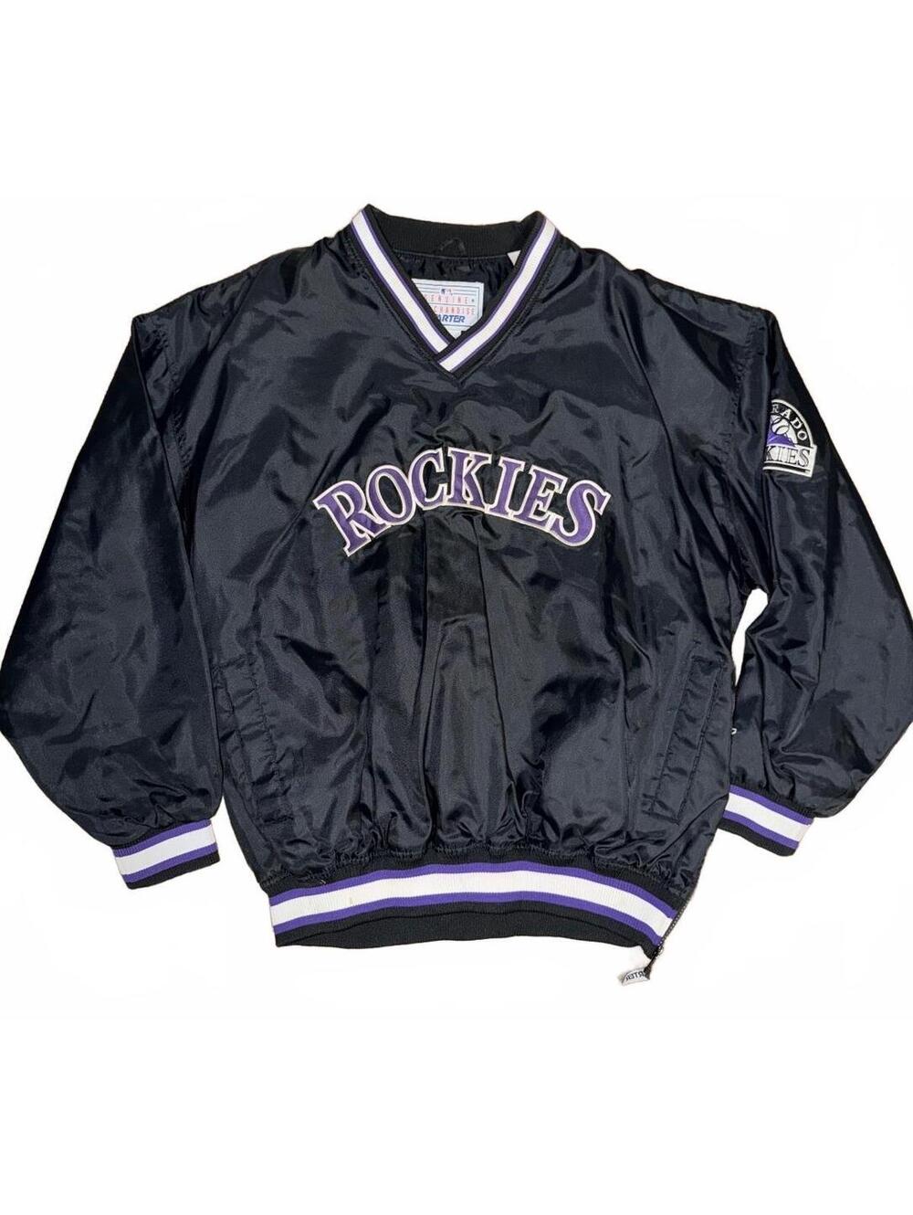 Vintage Colorado Rockies Starter Pullover Jacket XL Black Purple